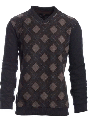 Sweat col V losanges