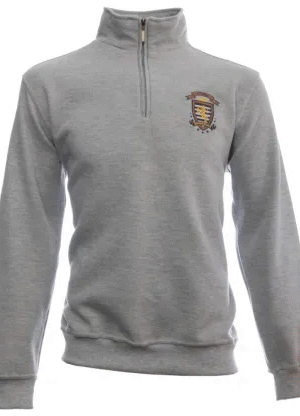 Sweat col zip uni broderie